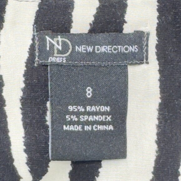 ND NEW DIRECTION Women's Dress B&W Zebra Print Empire Waist Tufted Flowy Size 4 - Picture 9 of 11